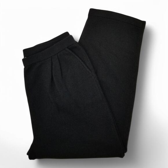 *VINTAGE* ALNORAL Wool Blend Black Pleated Luxury Knit Pull On Pants - Size 1X - Picture 1 of 6